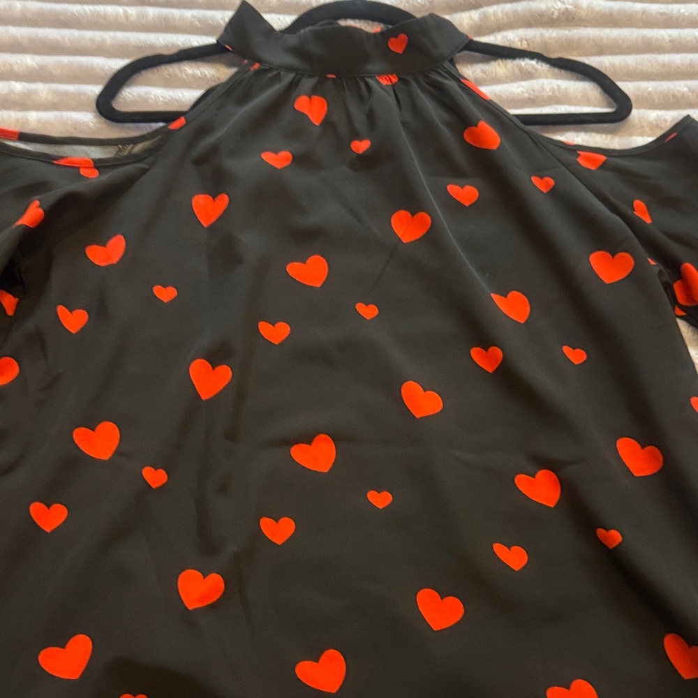 SHEIN Black and Red Heart Blouse - Picture 8 of 9